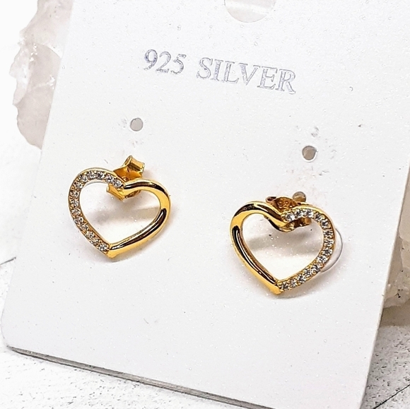 Heart CZ inlay studs - Picture 3 of 7